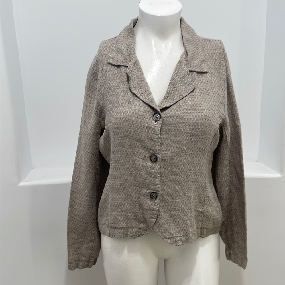 CP Shades Taupe Button-Front Textured Blazer